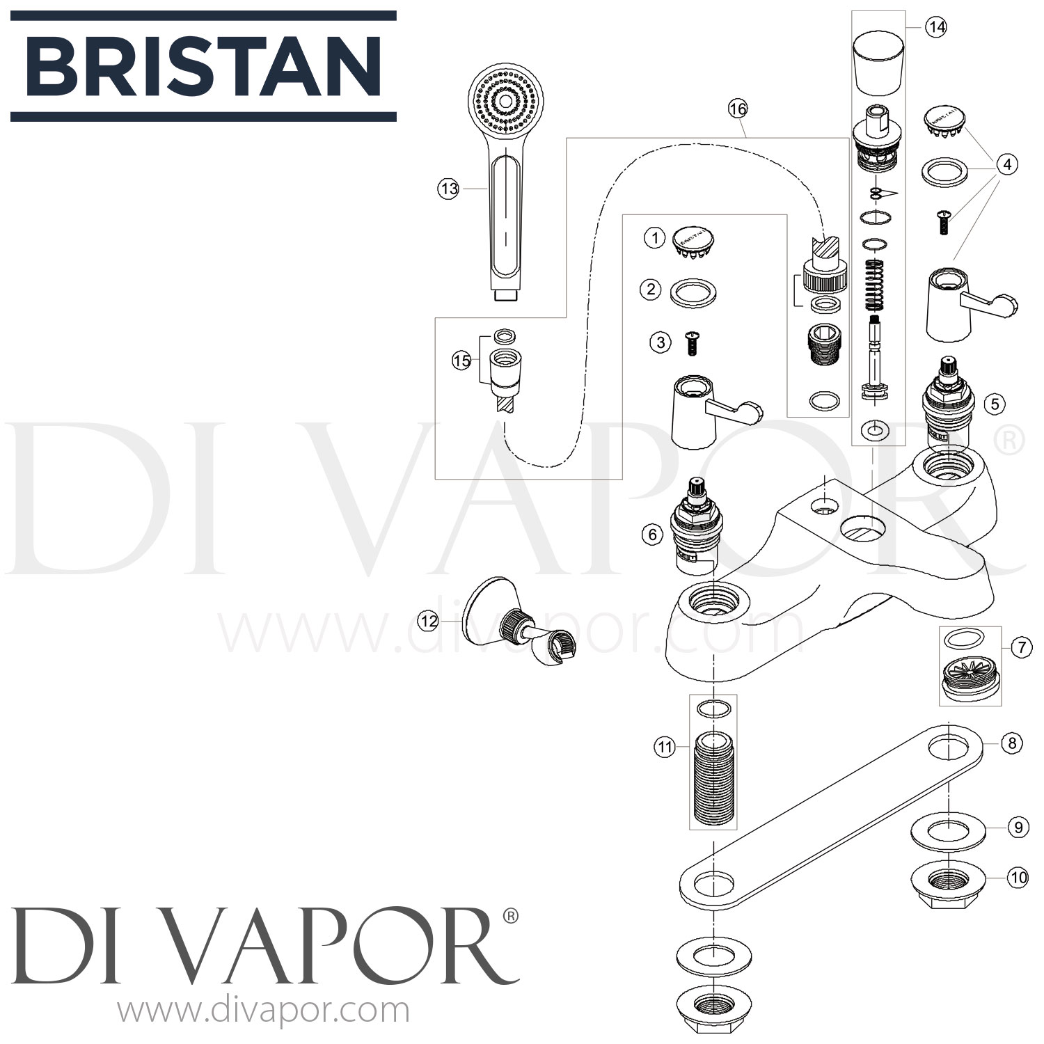 Bristan VAL BSM E6 C CD Lever Bath Shower Mixer with 3 Inch (76mm